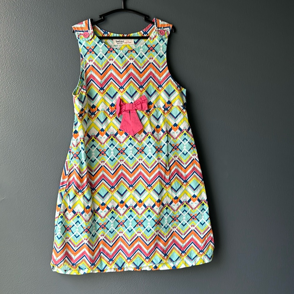 💞 BEEBAY Girls dress size 7 dress pink yellow white pattern spring summer dress